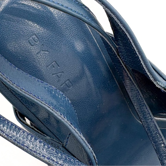 By Far Christina Navy Leather Suede Square Toe Heels EU 36 - Picture 8 of 8